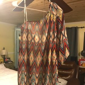 Multi colored one sleeve dress